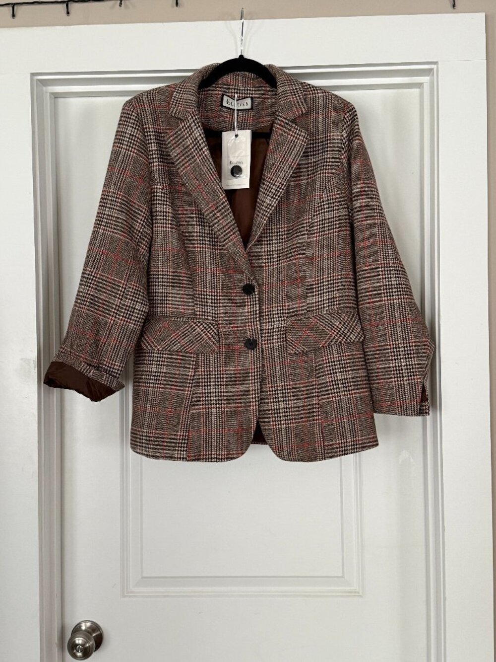 Business Casual Plaid Houndstooth Tweed Boyfriend Blazer – NWT